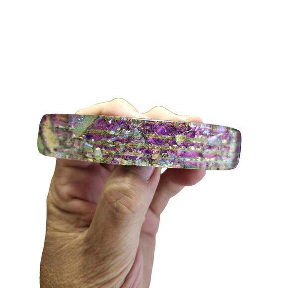 PINK PURPLE GOLD METALLIC SHINY LUCITE HAIR CLASP HAIRCLIP FRANCE BARRETTE - Picture 1 of 7